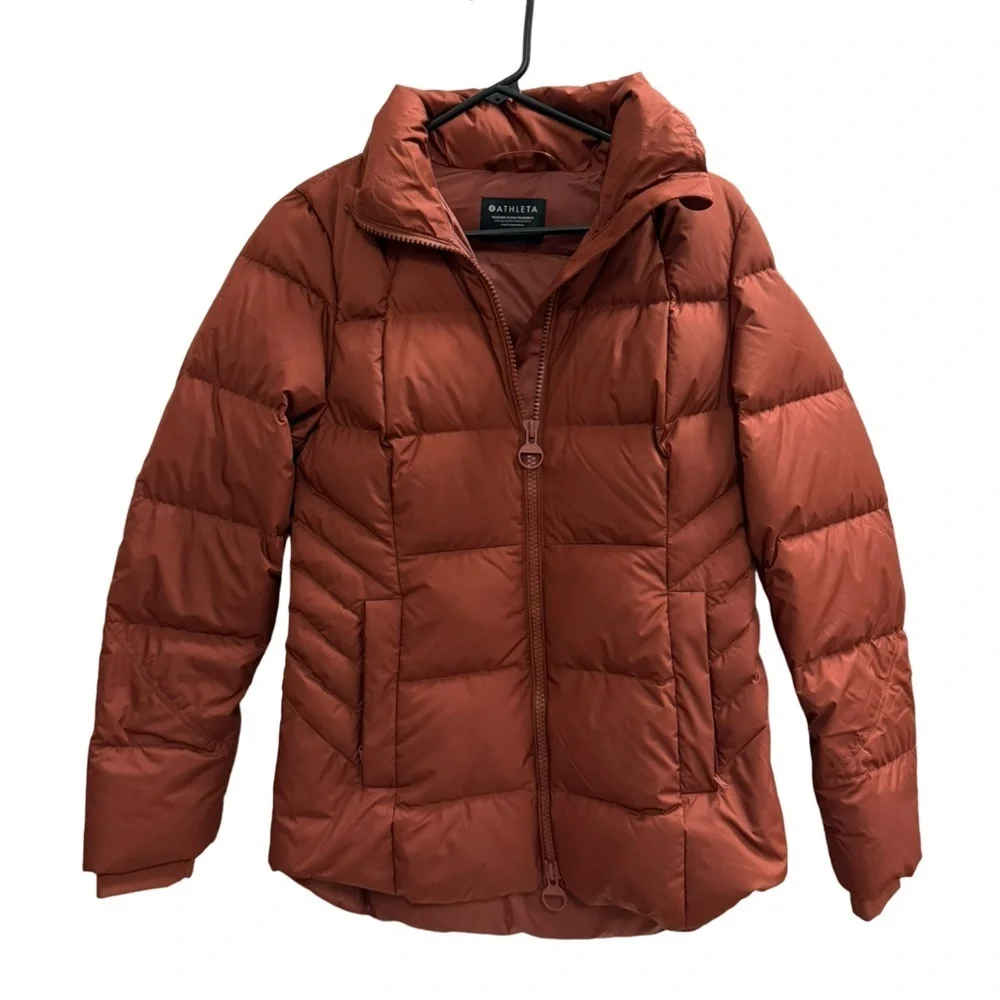 ATHLETA Downtown Puffer Jacket Ancient Mahogany Size XS - Picture 3 of 12